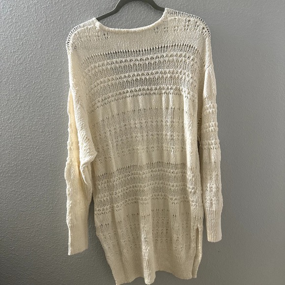 Free People Women's Hot Tropics Pullover Sweater Crochet Ivory Size Large - Picture 5 of 10